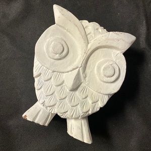 Farmhouse white wash rustic wooden owl